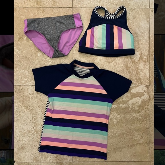 Athleta Swim Athleta Girl Bathing Bikini Suit Set Rash Guard